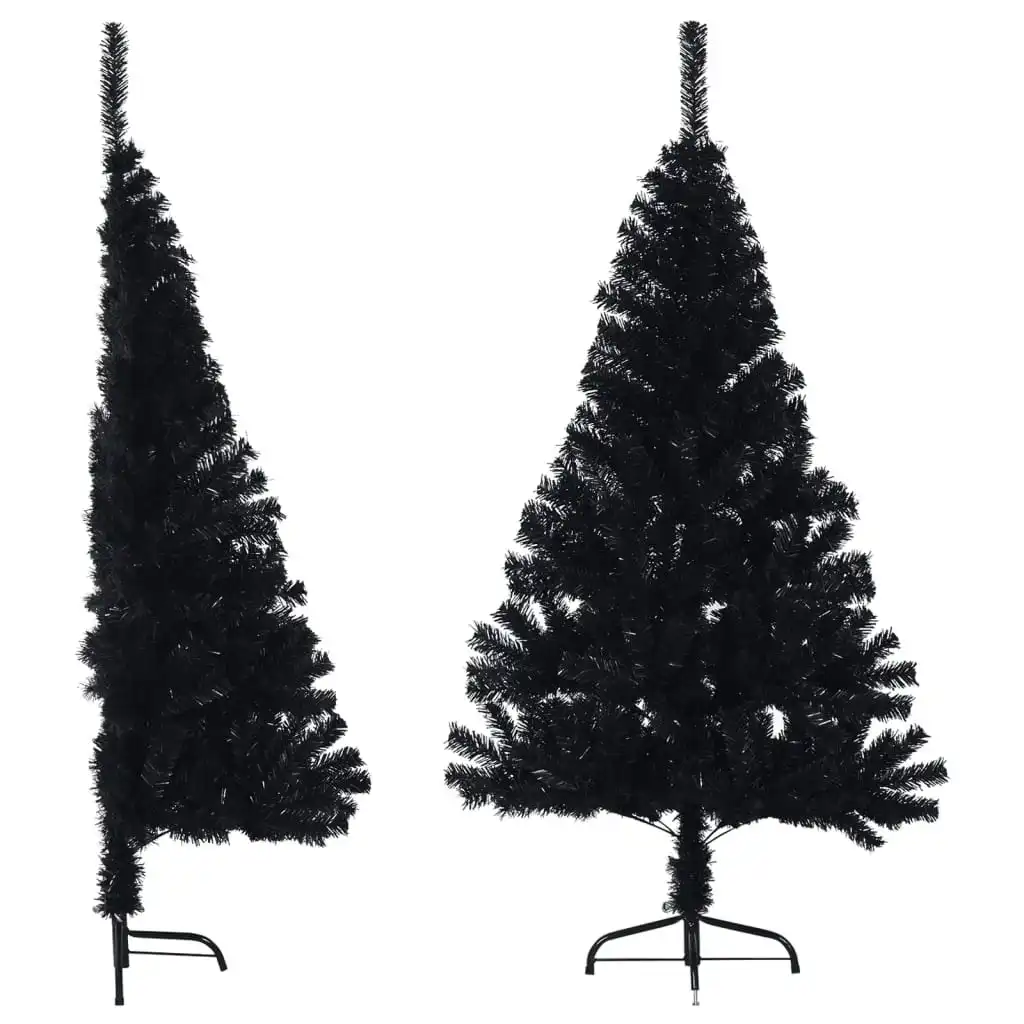 Artificial Half Christmas Tree with Stand Black 150 cm PVC 344676