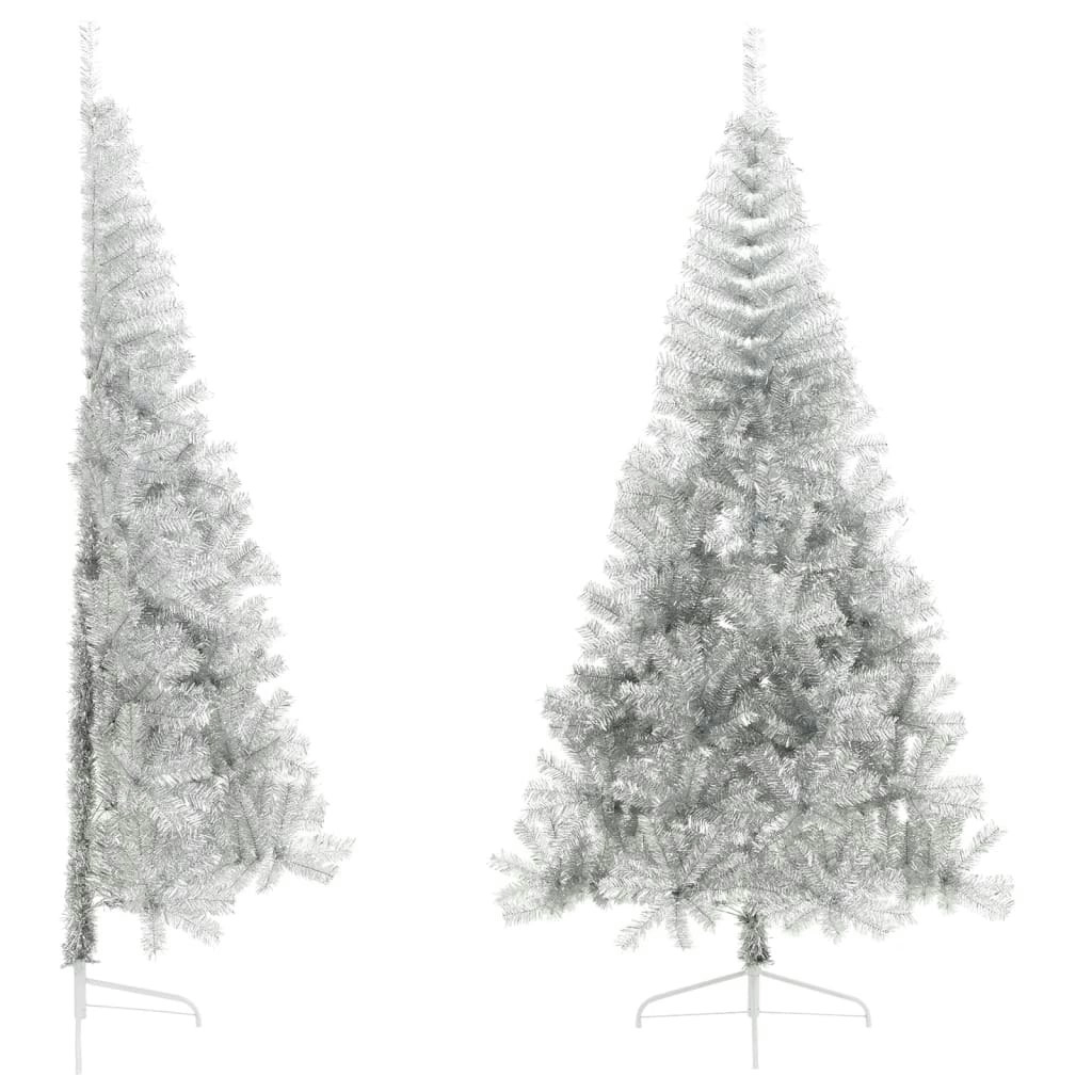 Artificial Half Christmas Tree with Stand Silver 240 cm PET 344699