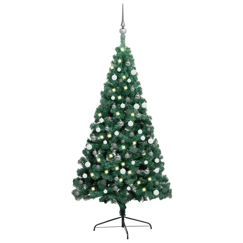 Artificial Half Pre-lit Christmas Tree with Ball Set Green 120 cm 3077649