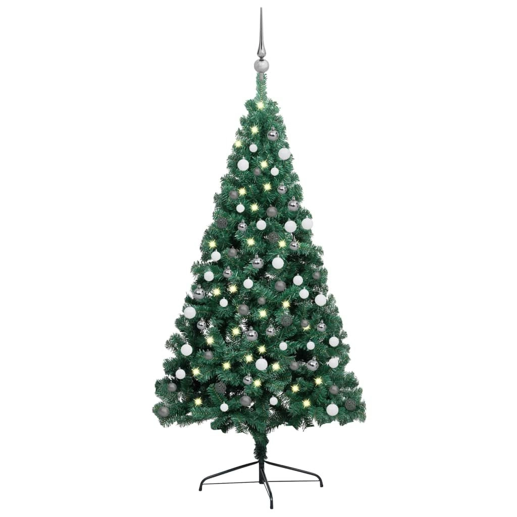 Artificial Half Pre-lit Christmas Tree with Ball Set Green 210 cm 3077652