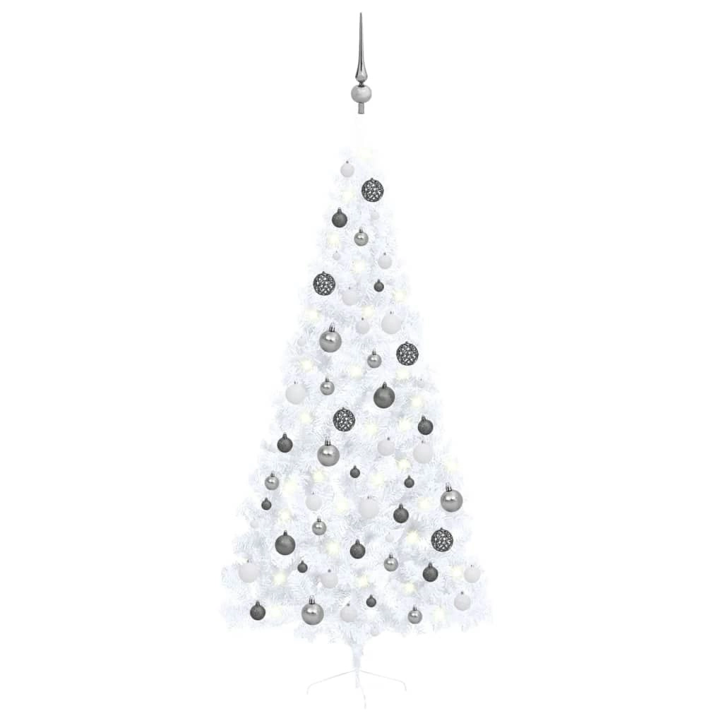 Artificial Half Pre-lit Christmas Tree with Ball Set White 210 cm 3077657