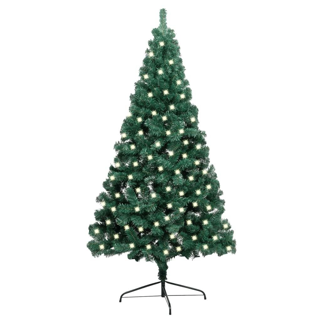 Artificial Half Pre-lit Christmas Tree with Stand Green 120 cm PVC 3077391