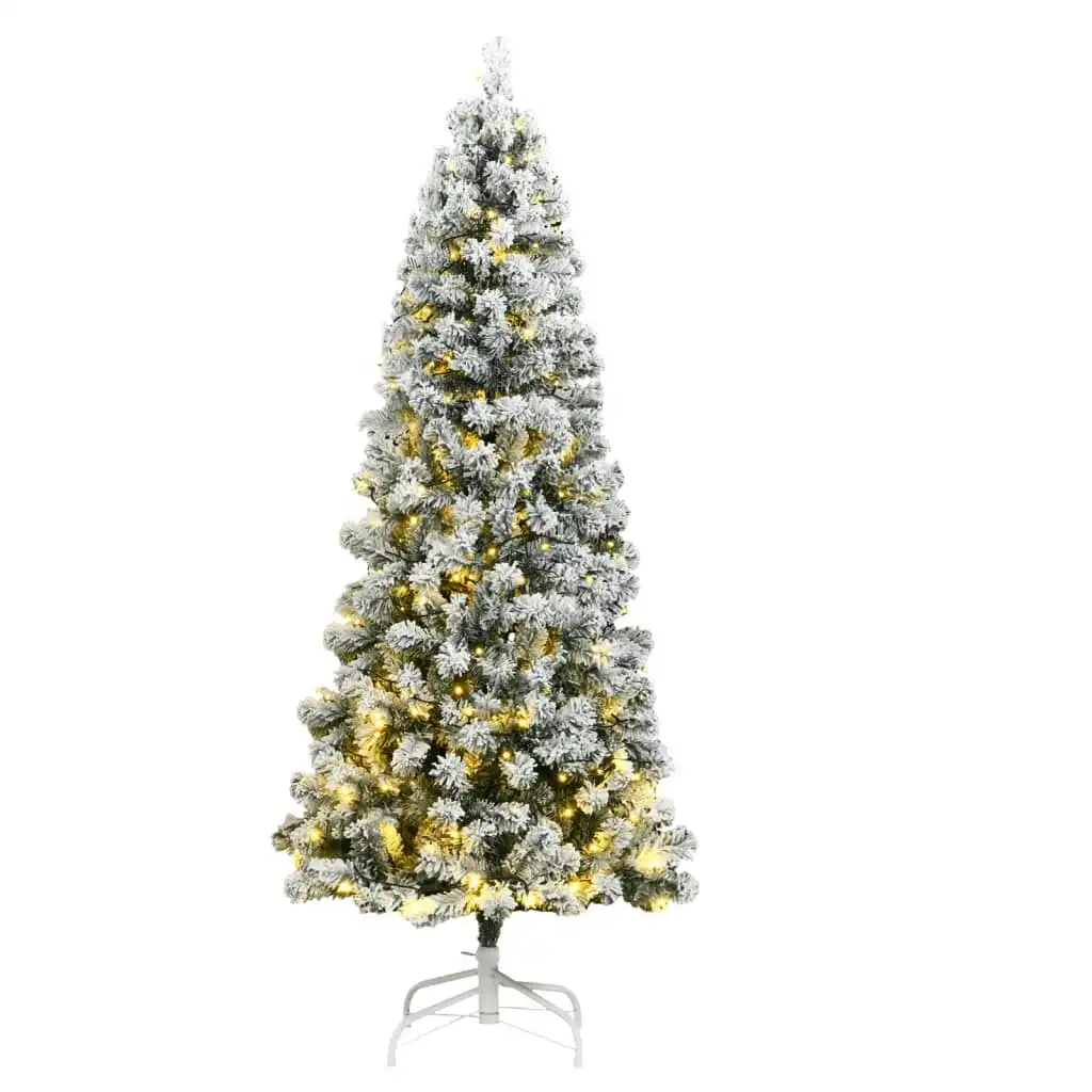 Artificial Hinged Christmas Tree 300 LEDs & Flocked Snow 180 cm 3210474