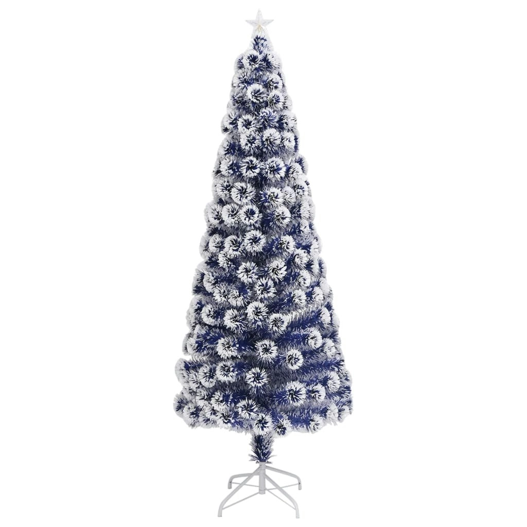 Artificial Pre-lit Christmas Tree White&Blue 240 cm Fibre Optic 329094