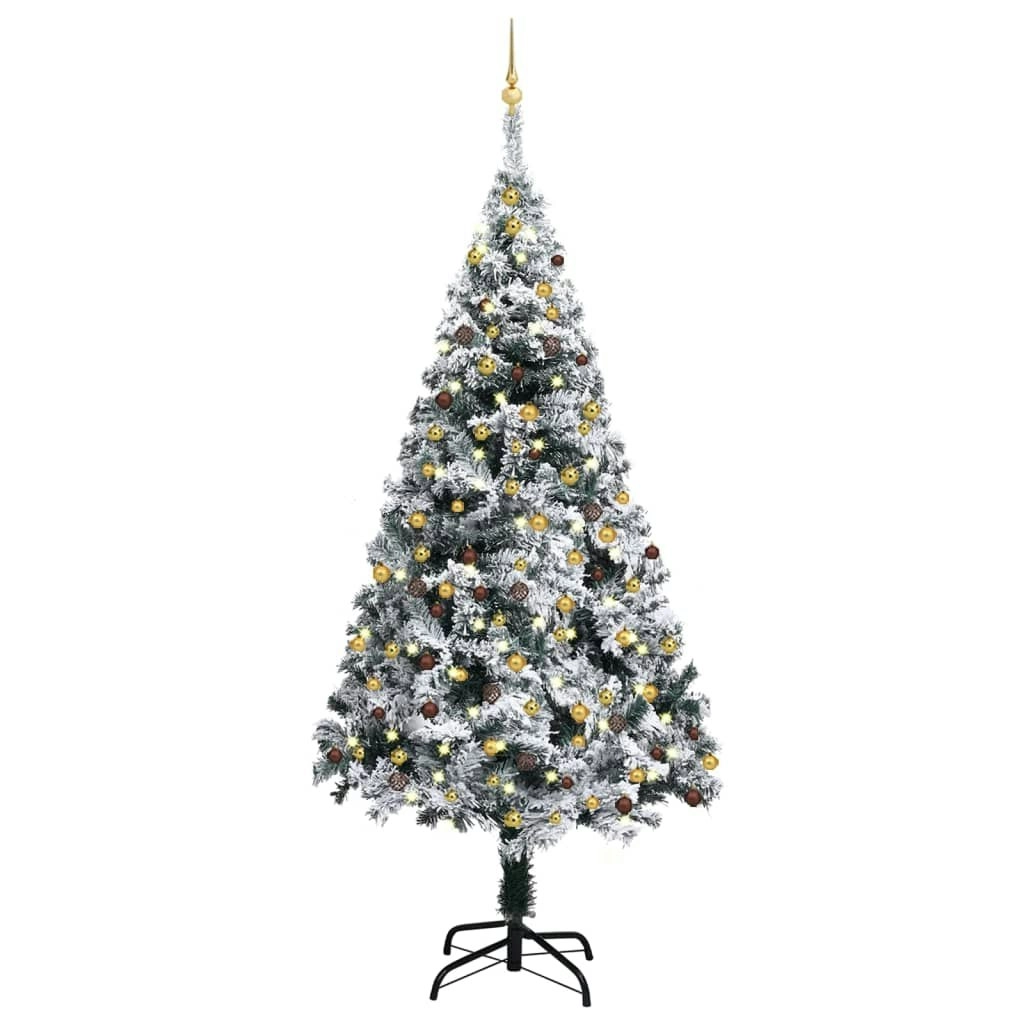 Artificial Pre-lit Christmas Tree with Ball Set Green 210 cm PVC 3077821