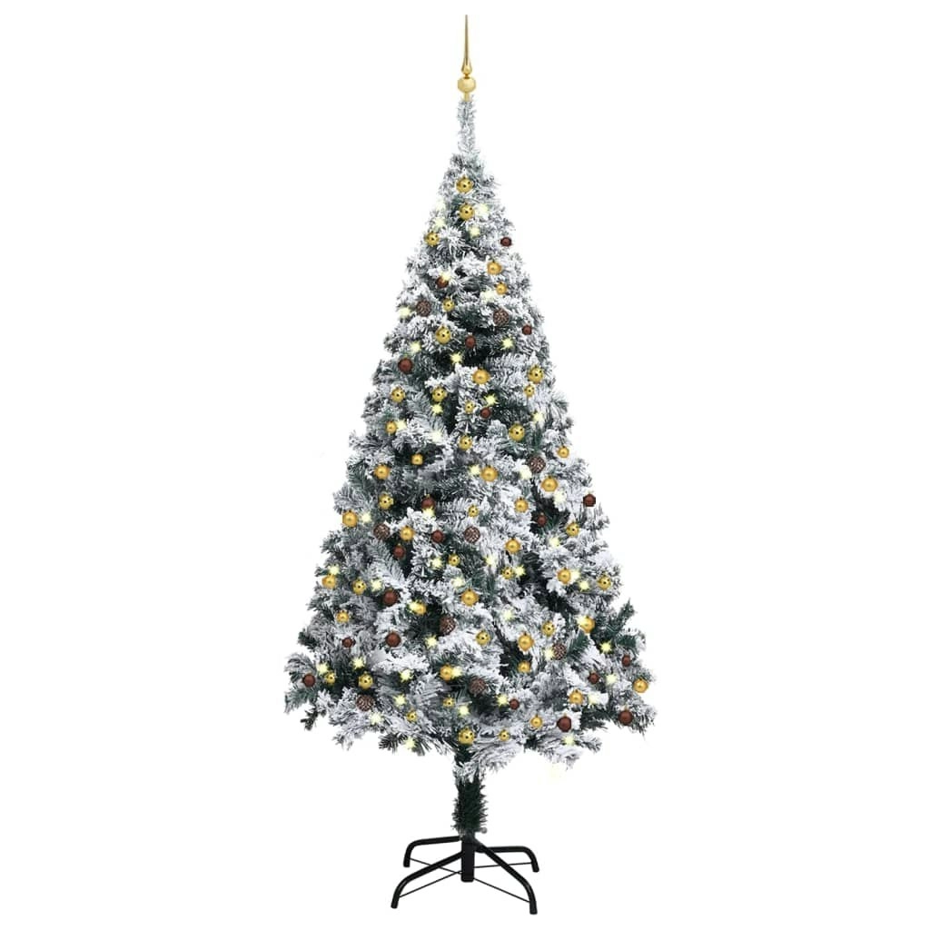 Artificial Pre-lit Christmas Tree with Ball Set Green 240 cm PVC 3077822