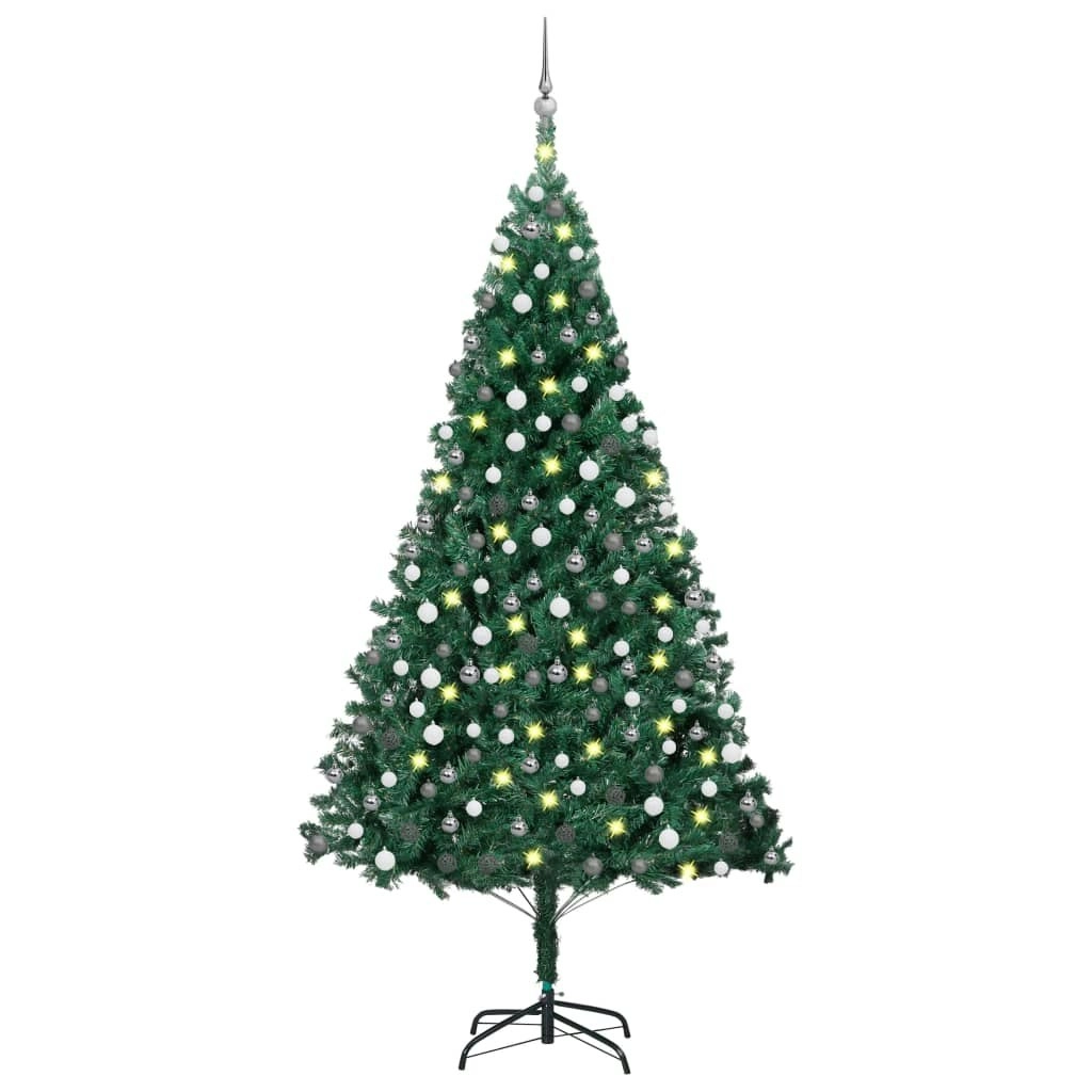 Artificial Pre-lit Christmas Tree with Ball Set Green 210 cm PVC 3077709