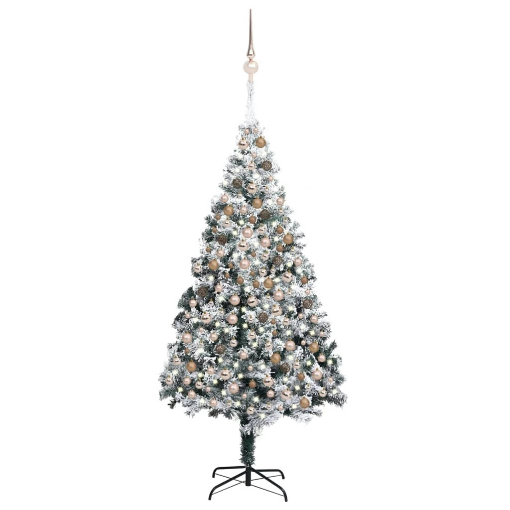 Artificial Pre-lit Christmas Tree with Ball Set Green 240 cm PVC 3077870