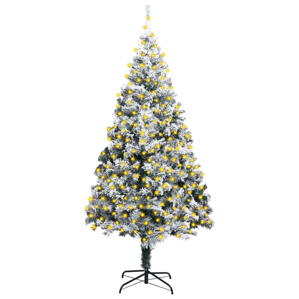 Artificial Pre-lit Christmas Tree with Flocked Snow Green 400 cm PVC 3077742