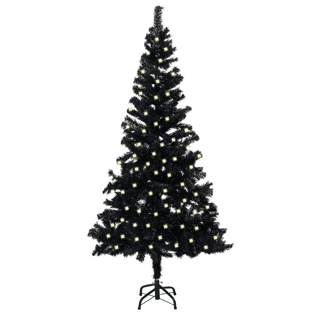 Artificial Pre-lit Christmas Tree with Stand Black 240 cm PVC 3077420