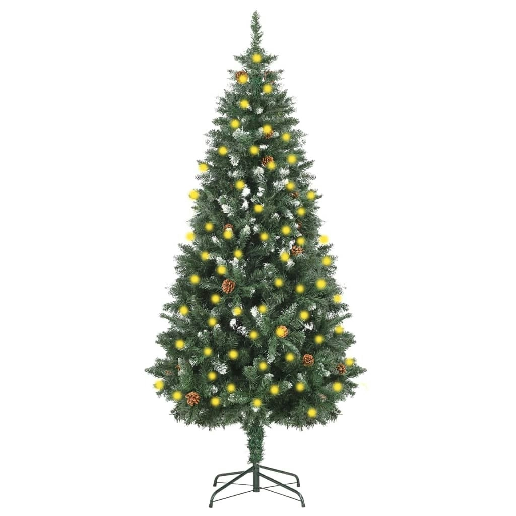 Artificial Pre-lit Christmas Tree with Pine Cones 180 cm 3077747