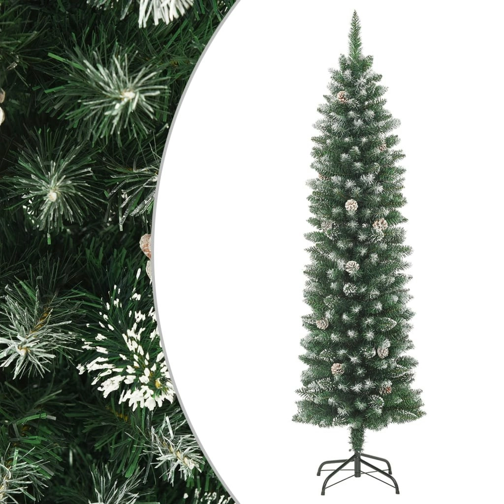 Artificial Slim Christmas Tree with Stand 210 cm PVC 345167