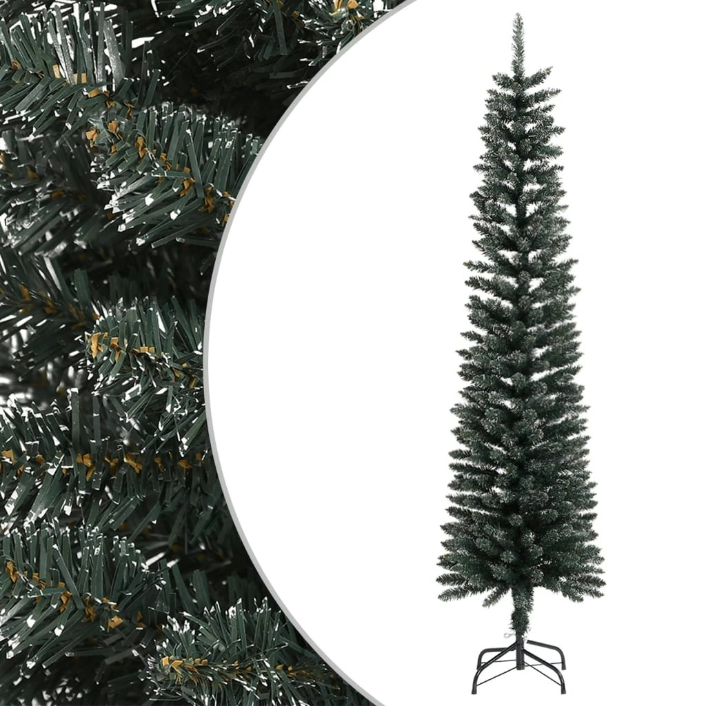 Artificial Slim Christmas Tree with Stand Green 210 cm PVC 345186