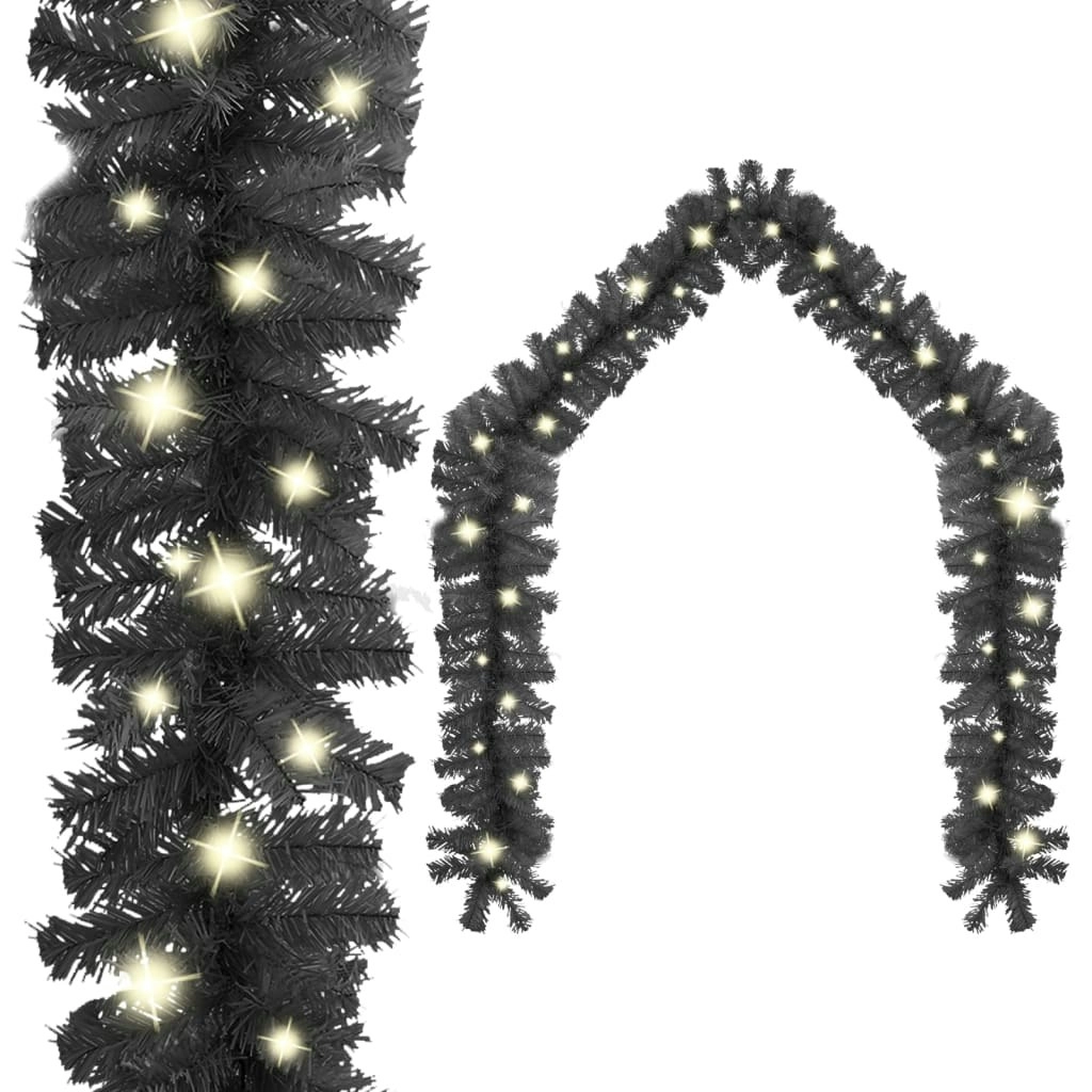 Christmas Garland with LED Lights 20 m Black 329191