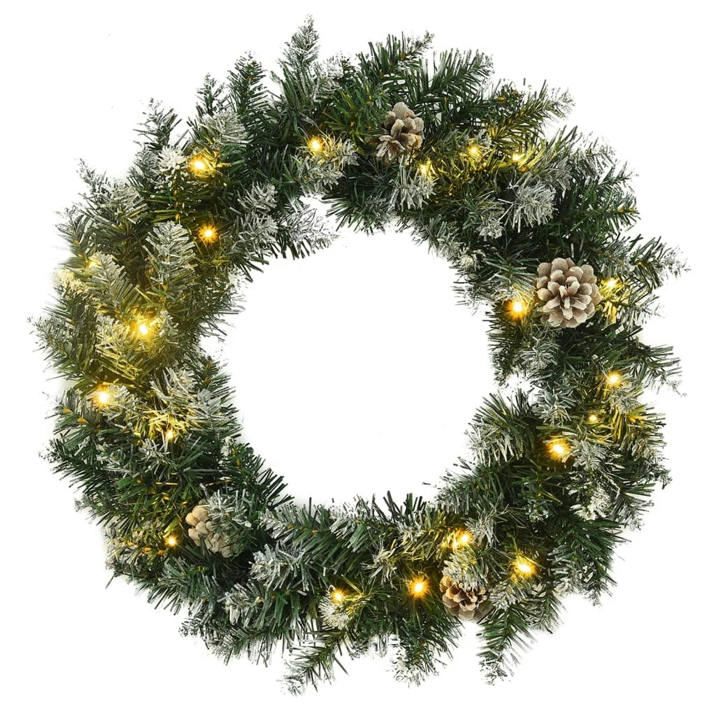 Christmas Wreath with LED Lights Green 60 cm PVC 345172