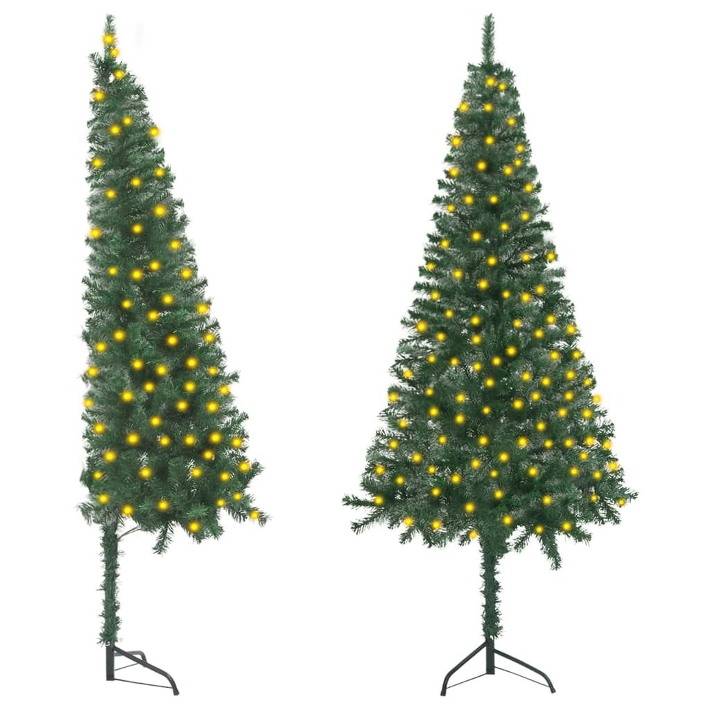 Corner Artificial Pre-lit Christmas Tree Green 210 cm PVC 3077935