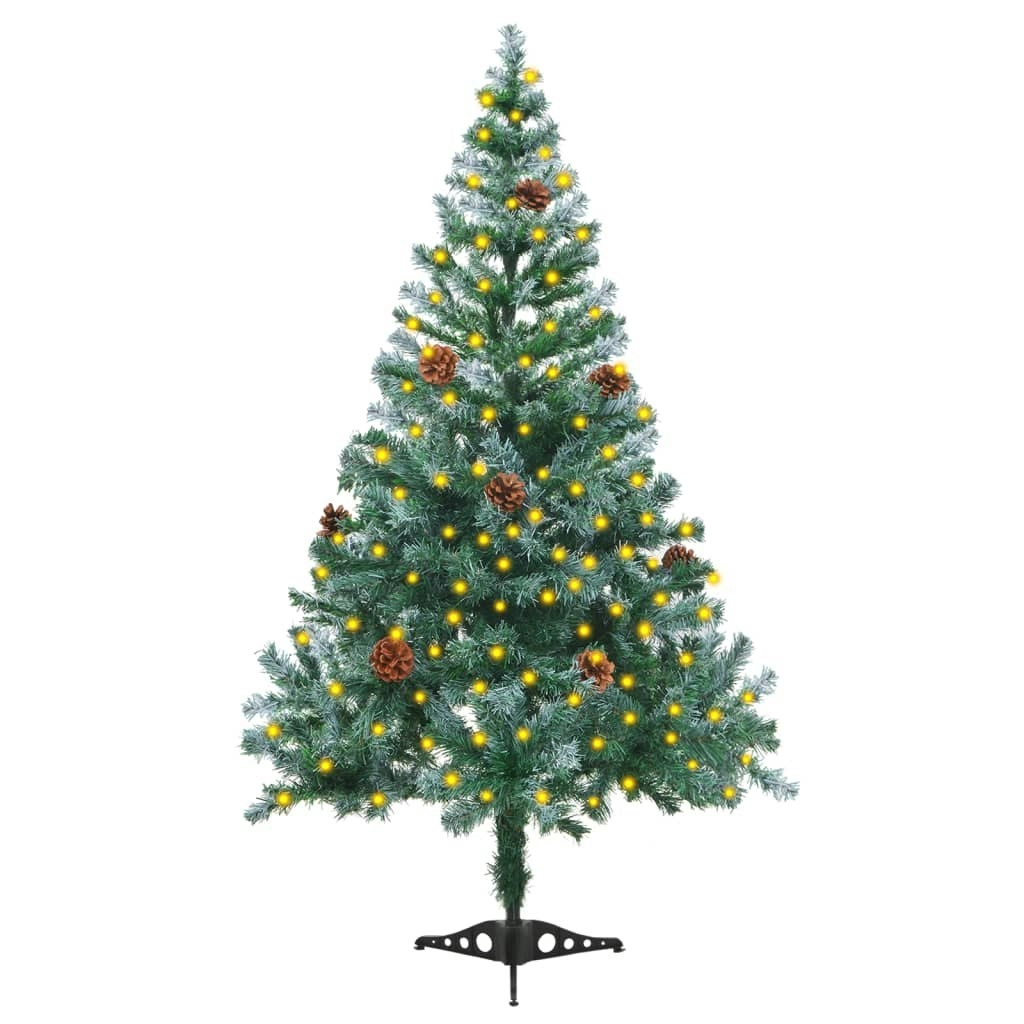 Frosted Pre-lit Christmas Tree with Pinecones 150 cm 3077441