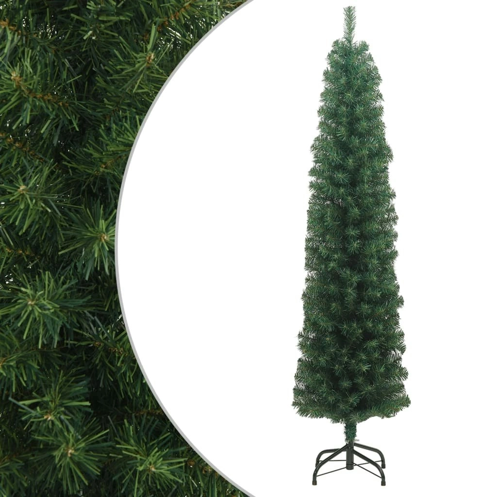 Slim Artificial Christmas Tree with Stand Green 240 cm PVC 320952