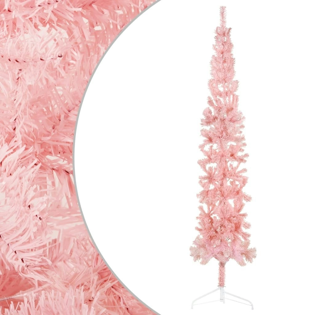 Slim Artificial Half Christmas Tree with Stand Pink 240 cm 344573