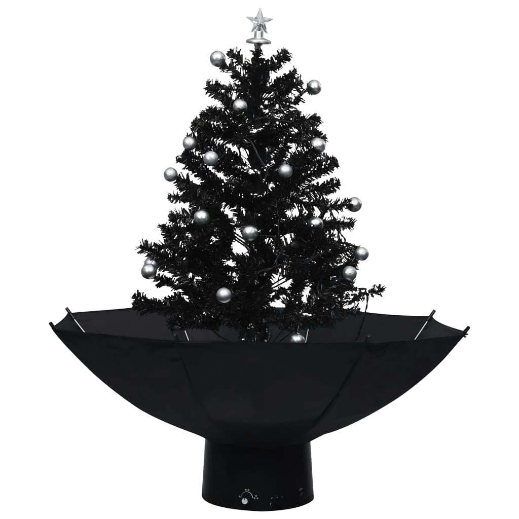 Snowing Christmas Tree with Umbrella Base Black 75 cm PVC 289931