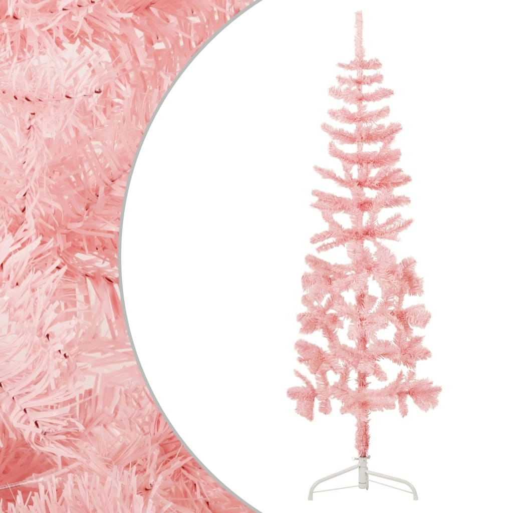 Slim Artificial Half Christmas Tree with Stand Pink 120 cm 344569