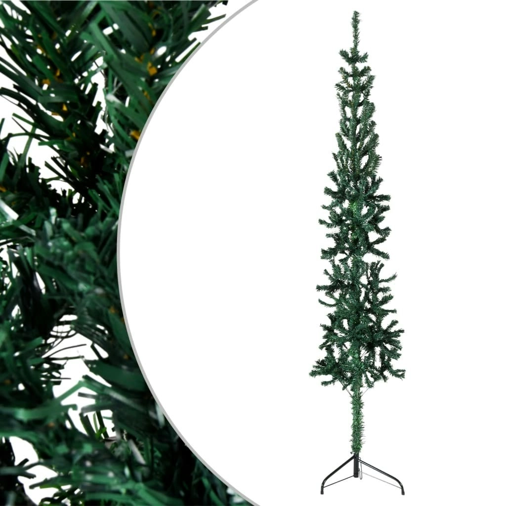 Slim Artificial Half Christmas Tree with Stand Green 180 cm 344601