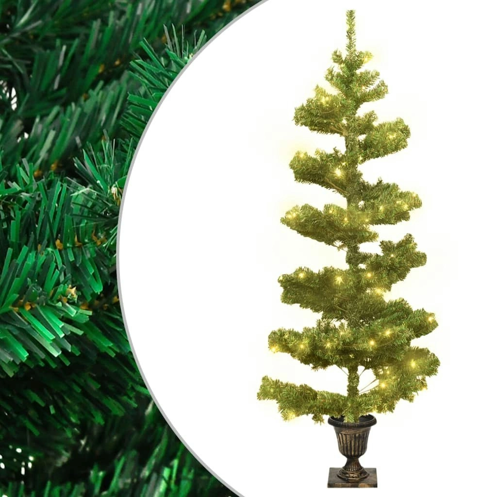 Swirl Pre-lit Christmas Tree with Pot Green 120 cm PVC 344649