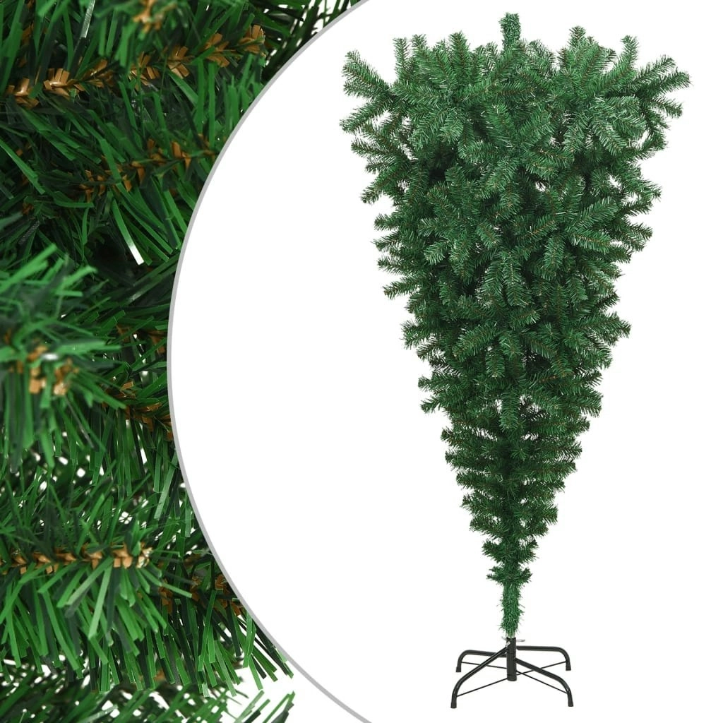 Upside-down Artificial Christmas Tree with Stand Green 210 cm 329175