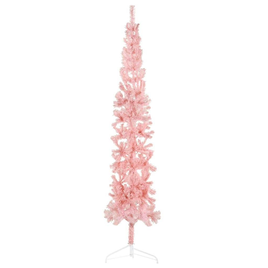 Slim Artificial Half Christmas Tree with Stand Pink 210 cm 344572