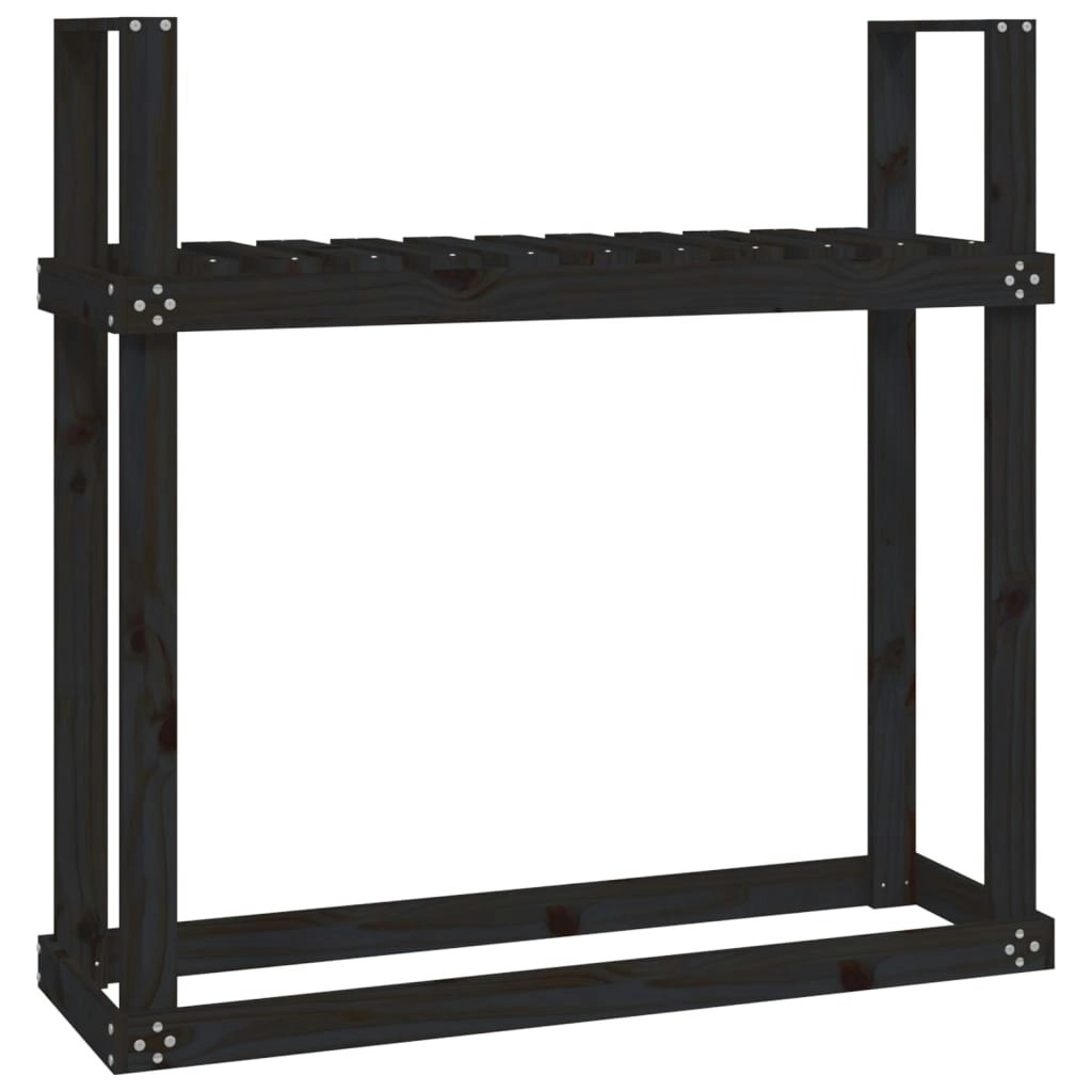 Firewood Rack Black 110x35x108.5 cm Solid Wood Pine 823861