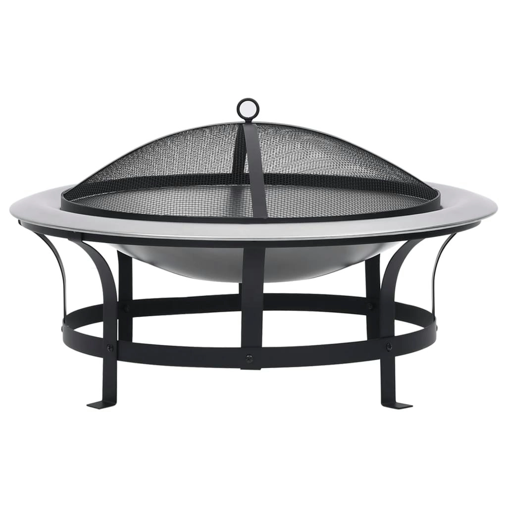 Outdoor Fire Pit with Grill Stainless Steel 76 cm 46530