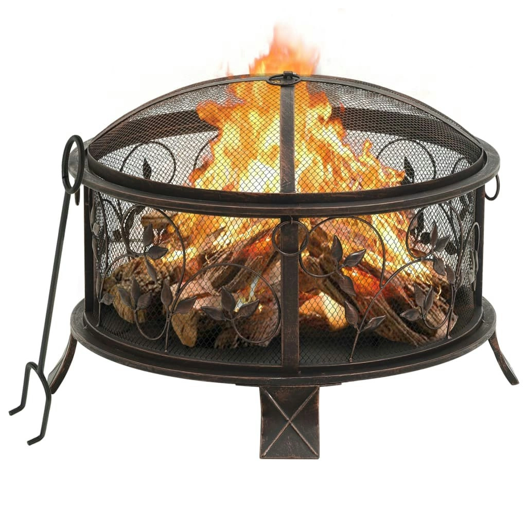 Rustic Fire Pit with Poker 67.5 cm XXL Steel 311891