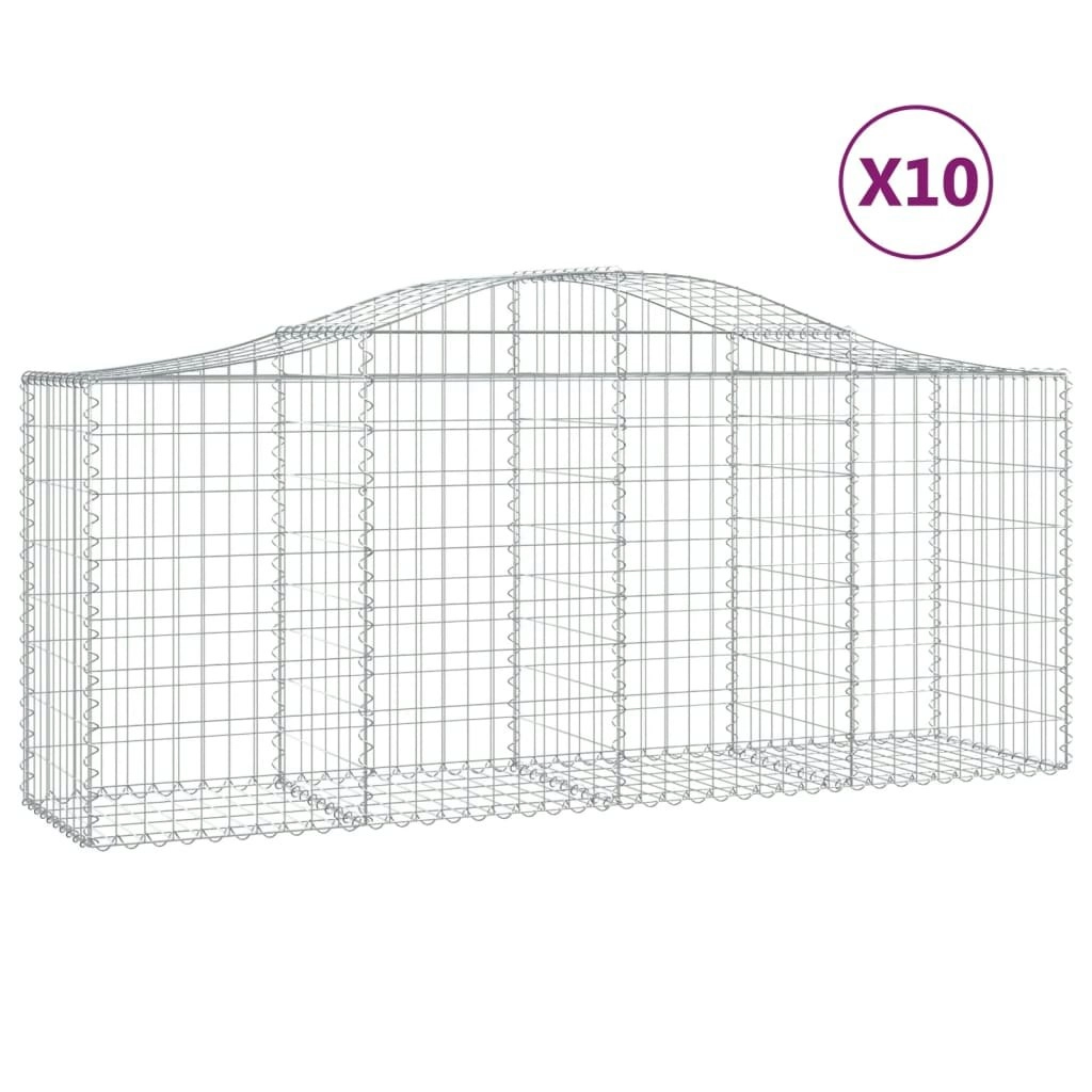 Arched Gabion Baskets 10 pcs 200x50x80/100 cm Galvanised Iron 3145627