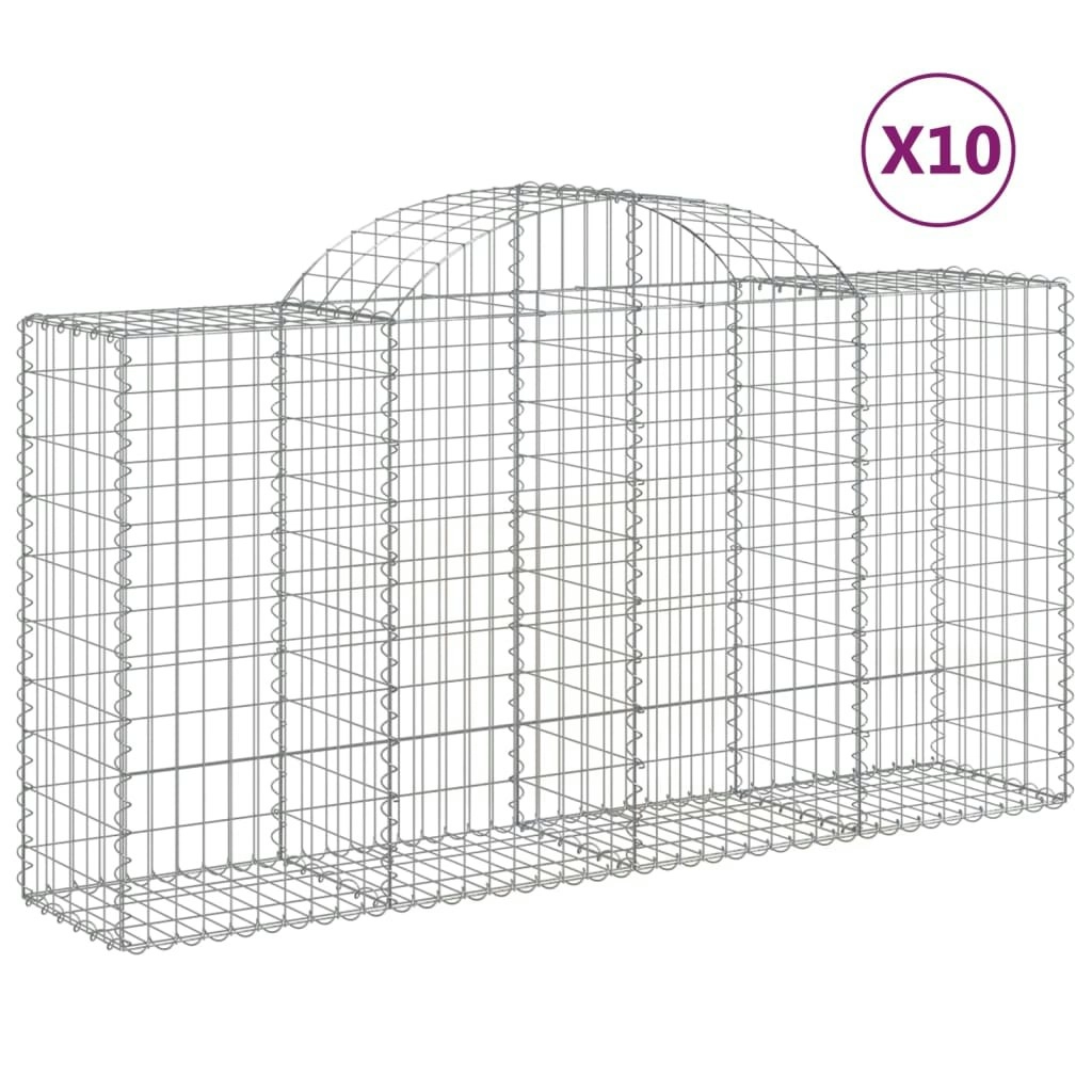 Arched Gabion Baskets 10 pcs 200x50x100/120 cm Galvanised Iron 3146328