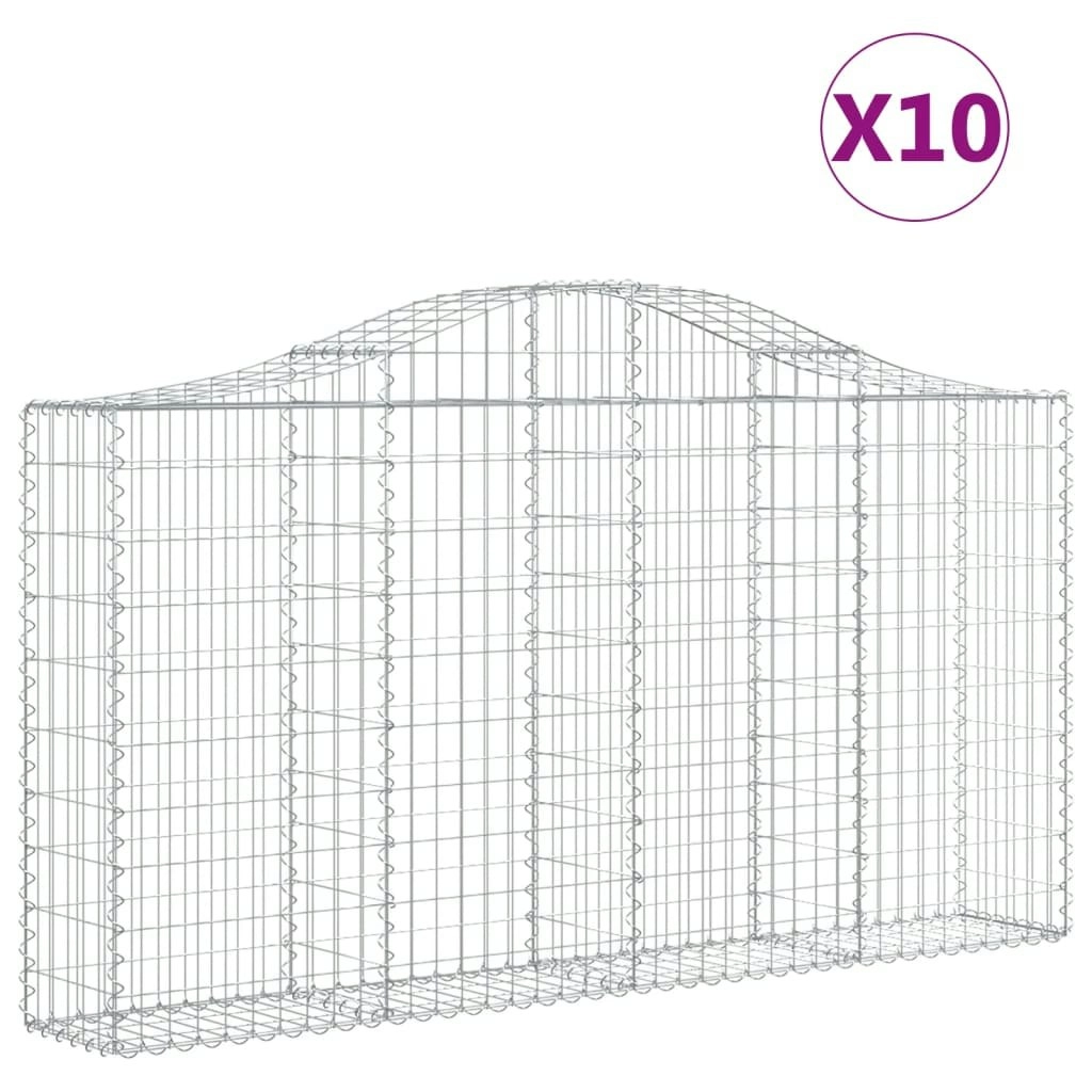 Arched Gabion Baskets 10 pcs 200x30x100/120 cm Galvanised Iron 3145438