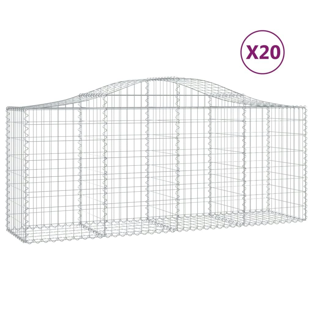 Arched Gabion Baskets 20 pcs 200x50x80/100 cm Galvanised Iron 3145634