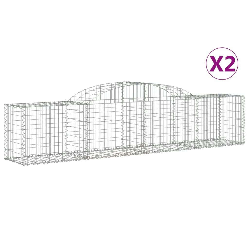 Arched Gabion Baskets 2 pcs 300x50x60/80 cm Galvanised Iron 3146665