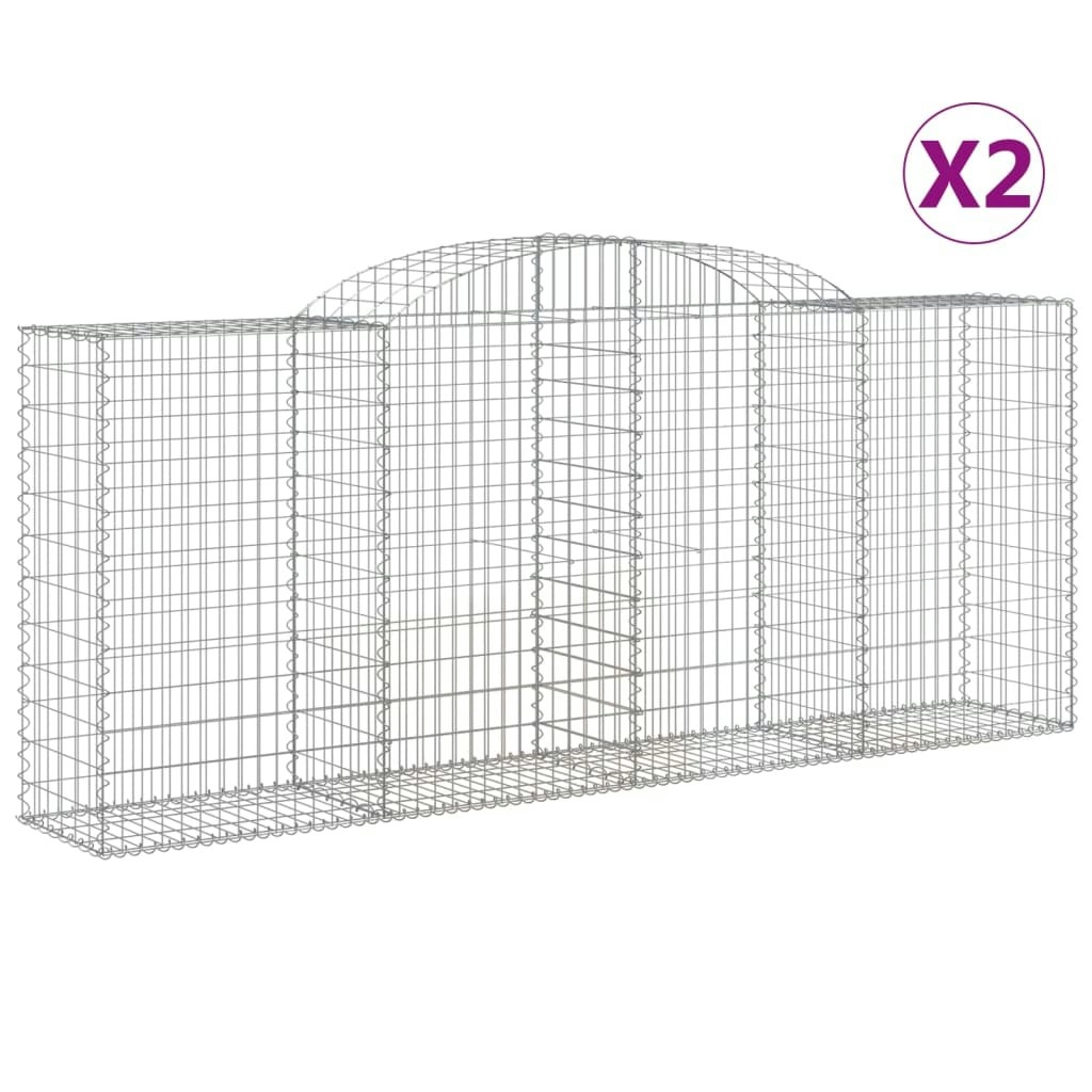 Arched Gabion Baskets 2 pcs 300x50x120/140 cm Galvanised Iron 3146719