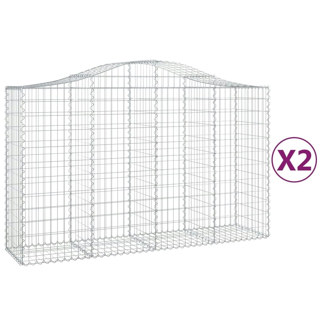 Arched Gabion Baskets 2 pcs 200x50x120/140 cm Galvanised Iron 3145661