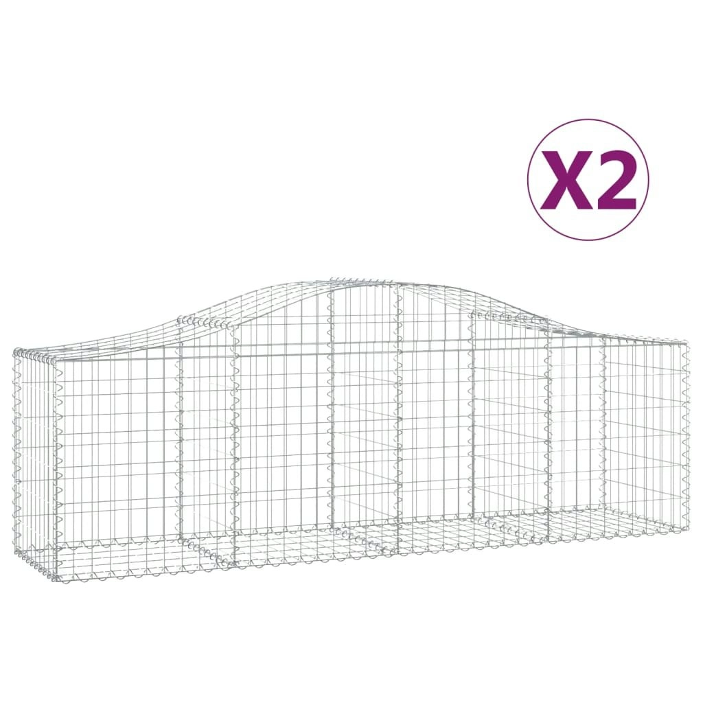 Arched Gabion Baskets 2 pcs 200x50x60/80 cm Galvanised Iron 3145598