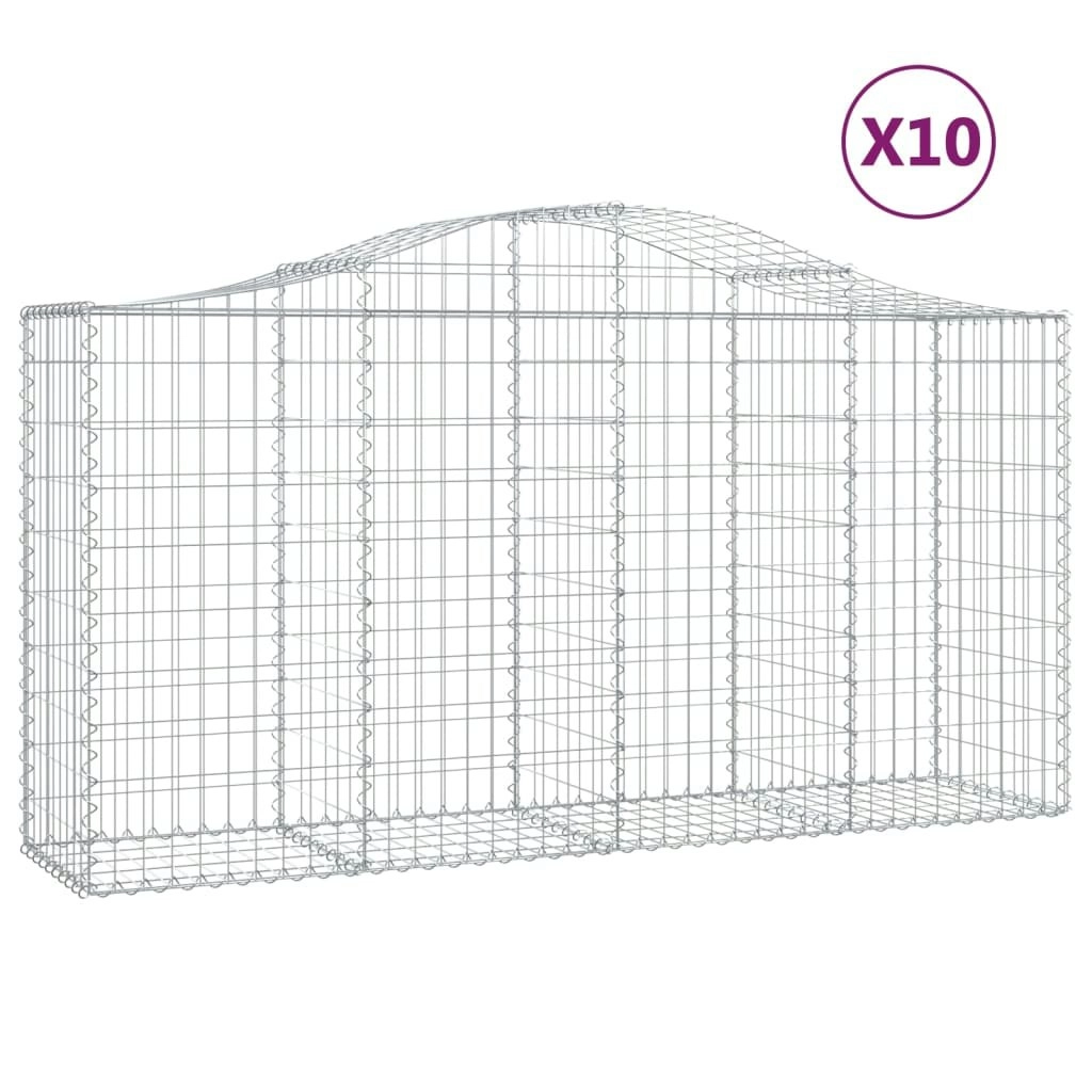 Arched Gabion Baskets 10 pcs 200x50x100/120 cm Galvanised Iron 3145648