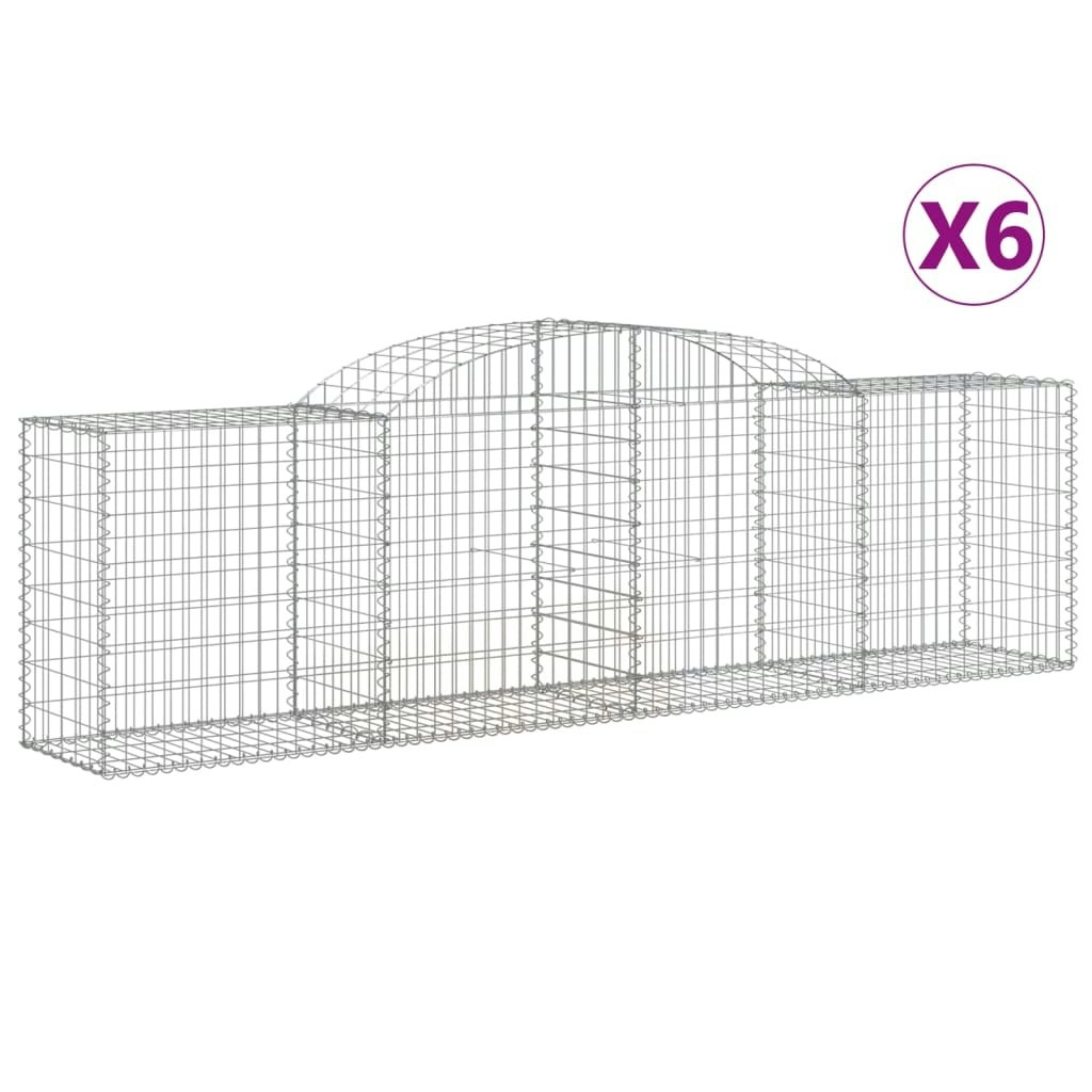 Arched Gabion Baskets 6 pcs 300x50x80/100 cm Galvanised Iron 3146687