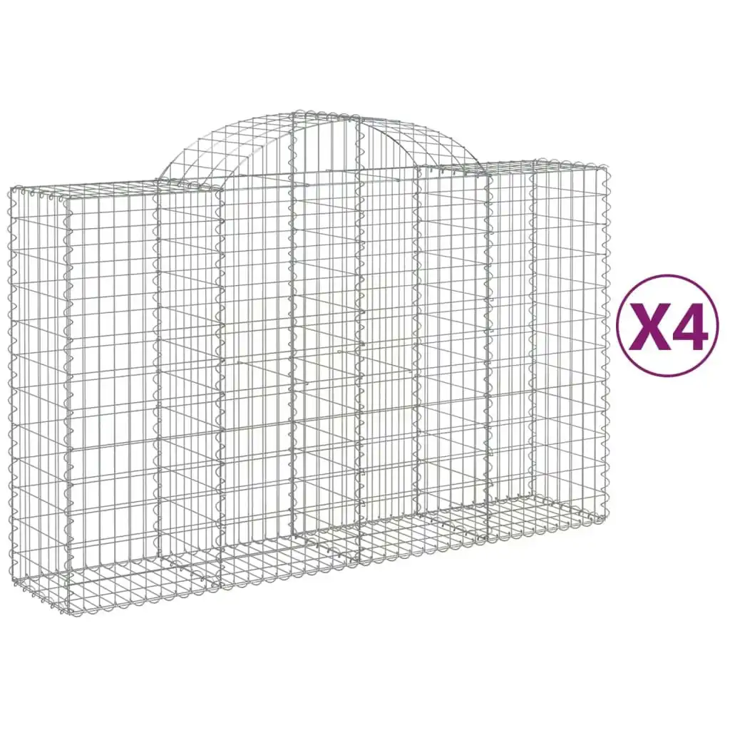 Arched Gabion Baskets 4 pcs 200x50x120/140 cm Galvanised Iron 3146343