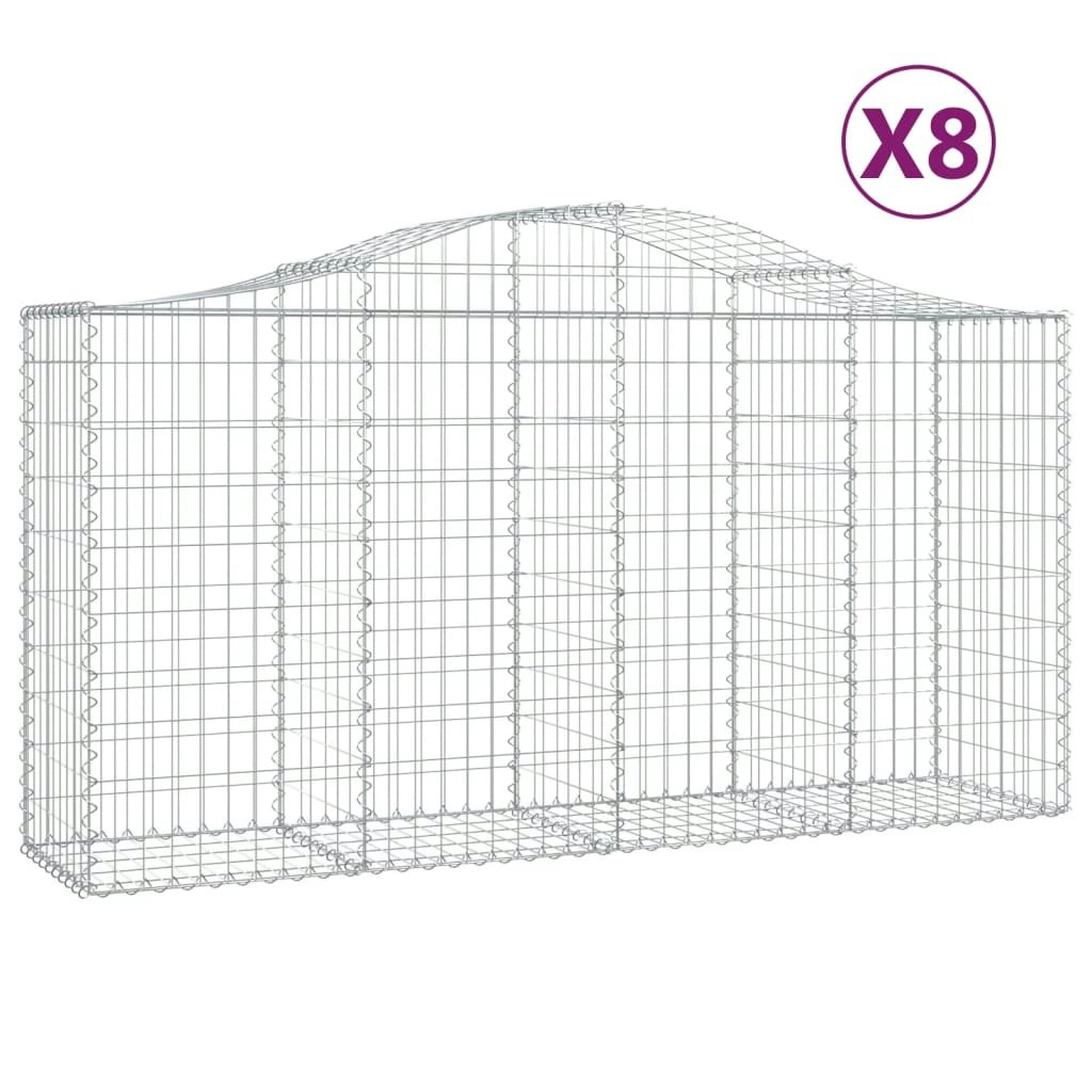 Arched Gabion Baskets 8 pcs 200x50x100/120 cm Galvanised Iron 3145646