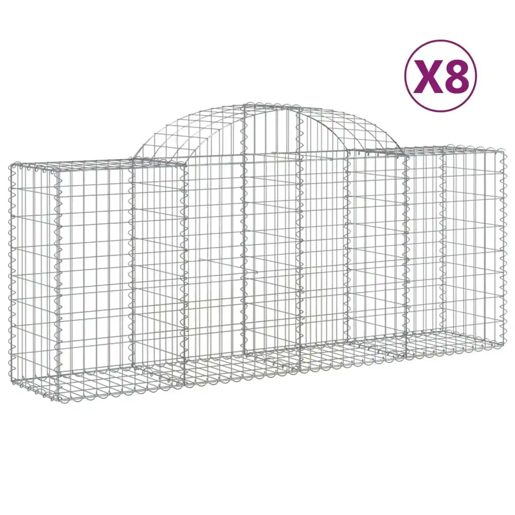 Arched Gabion Baskets 8 pcs 200x50x80/100 cm Galvanised Iron 3146305