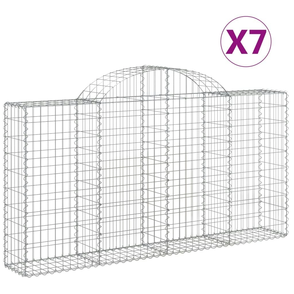 Arched Gabion Baskets 7 pcs 200x30x100/120 cm Galvanised Iron 3146115