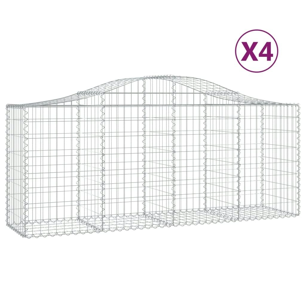 Arched Gabion Baskets 4 pcs 200x50x80/100 cm Galvanised Iron 3145621