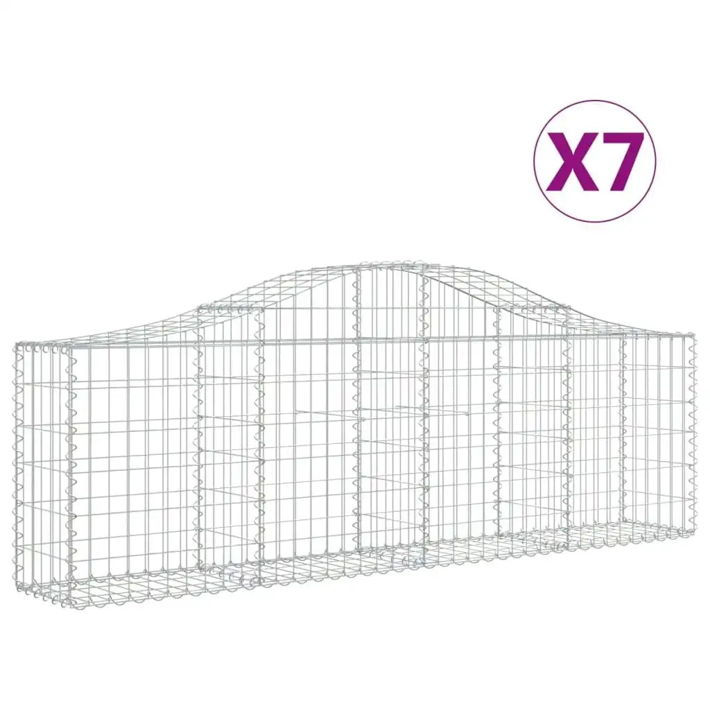 Arched Gabion Baskets 7 pcs 200x30x60/80 cm Galvanised Iron 3145393