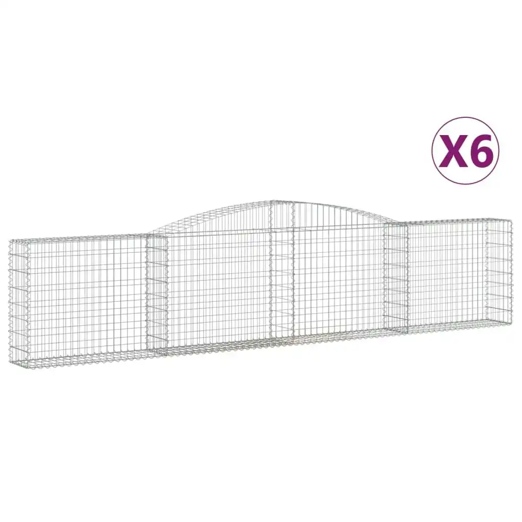 Arched Gabion Baskets 6 pcs 400x30x80/100 cm Galvanised Iron 3146857