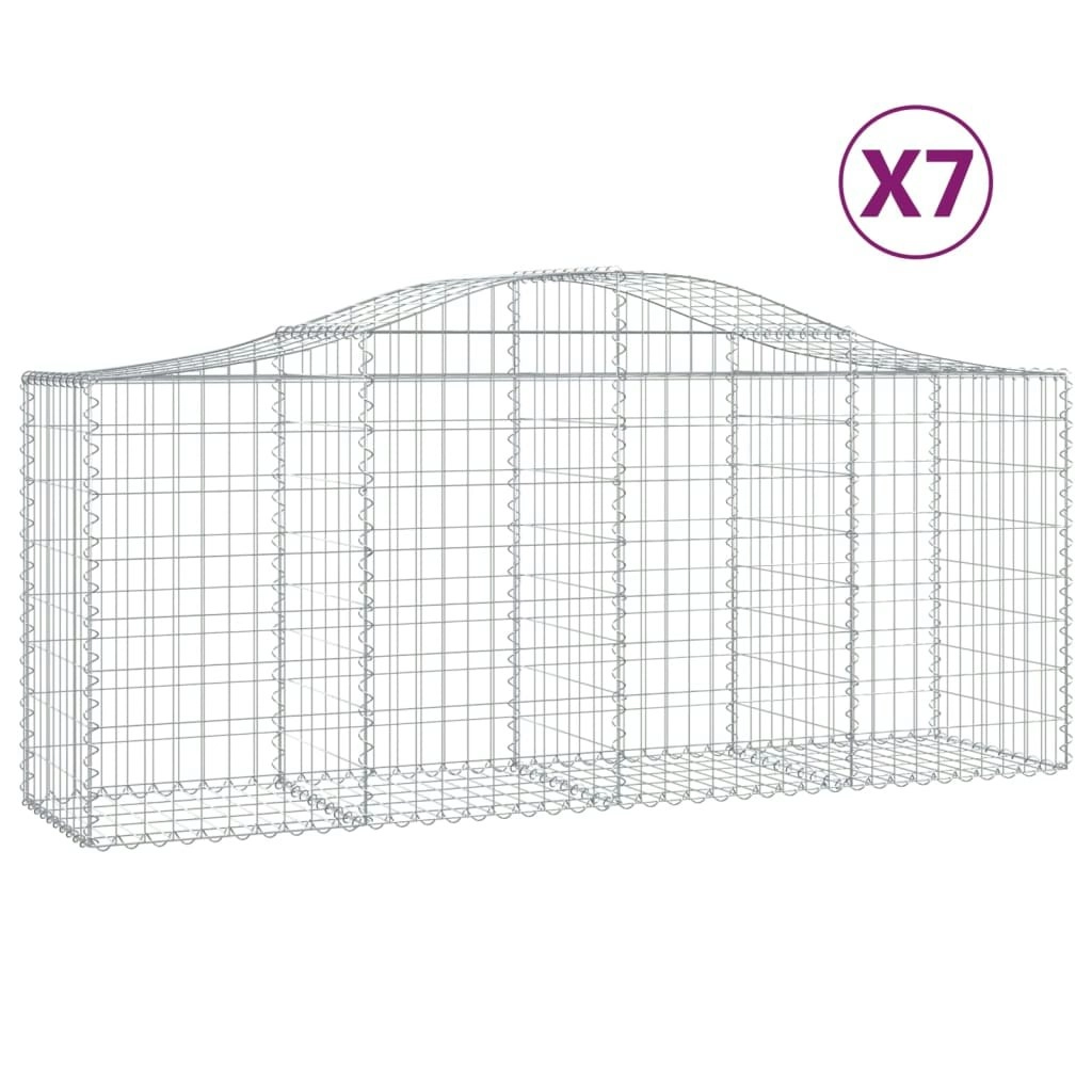 Arched Gabion Baskets 7 pcs 200x50x80/100 cm Galvanised Iron 3145624